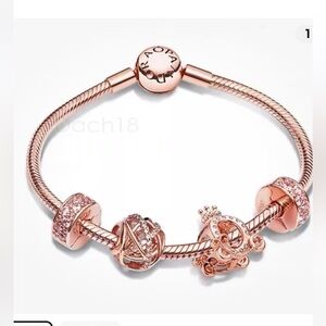 Rose Gold Pandora Bracelet with 4 Charms
